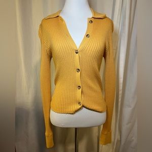 Yellow Abercrombie & Fitch Ribbed Cardigan